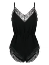 Fleur Du Mal Lace-trim Slip-on Bodysuit In Black