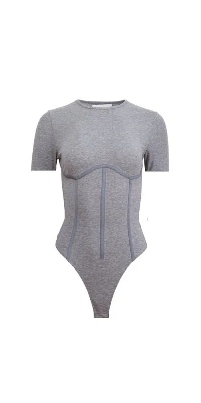 Fleur Du Mal Organic Cotton T-shirt Bodysuit Heather Grey In Pink