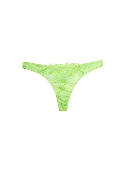 Fleur Du Mal Papillon Thong In Green