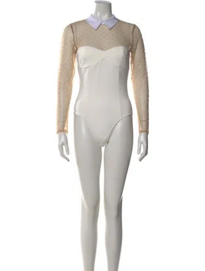 Pre-owned Fleur Du Mal Patterned Long Sleeve Bodysuit In Neutral