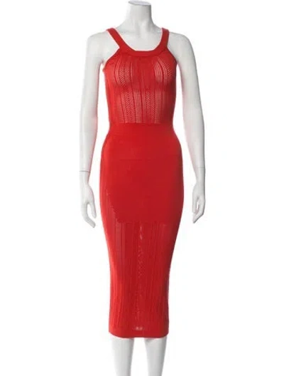Pre-owned Fleur Du Mal Patterned Midi Length Dress In Red