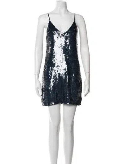 Pre-owned Fleur Du Mal Patterned Mini Dress In Blue