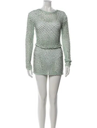 Pre-owned Fleur Du Mal Patterned Sequin Embellishments Skirt Set In Green