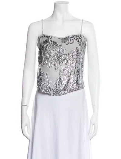 Pre-owned Fleur Du Mal Patterned Square Neckline Top In Gray