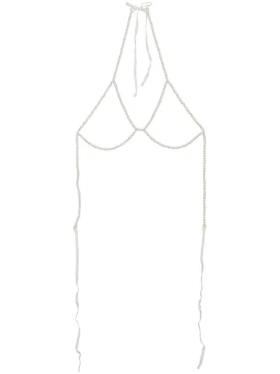 Fleur Du Mal Pearl Framed Bra In White
