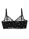 Fleur Du Mal Floral-embroidered Sheer Bralette In Black
