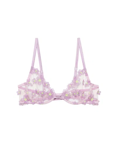 Fleur Du Mal Floral-lace Demi Bra In Spring Lavender