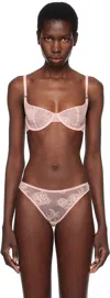 Fleur Du Mal Pink Bouquet Lace Scooped Balconette Bra In 0993 Peach Blossom