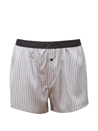 Fleur Du Mal Pinstripe Boxers In White