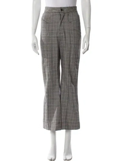 Pre-owned Fleur Du Mal Plaid Print Wide Leg Pants In White