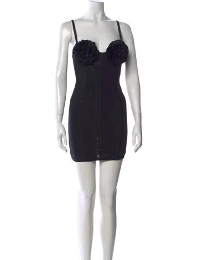 Pre-owned Fleur Du Mal Plunge Neckline Mini Dress In Black