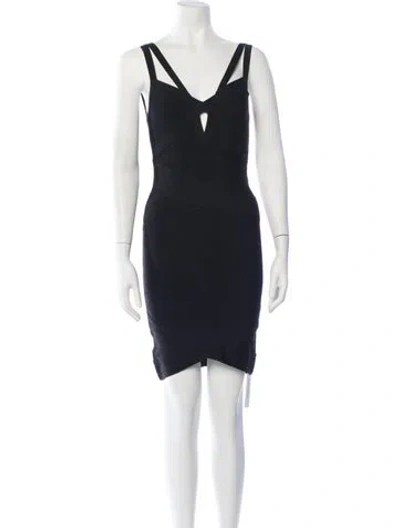 Pre-owned Fleur Du Mal Plunge Neckline Mini Dress In Blue