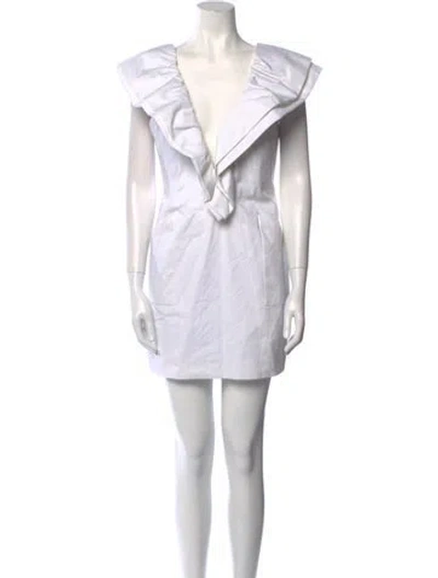 Pre-owned Fleur Du Mal Plunge Neckline Mini Dress In White