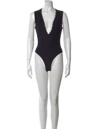 Pre-owned Fleur Du Mal Plunge Neckline Sleeveless Bodysuit In Blue