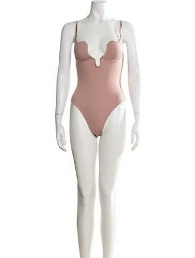 Pre-owned Fleur Du Mal Plunge Neckline Sleeveless Bodysuit In Pink