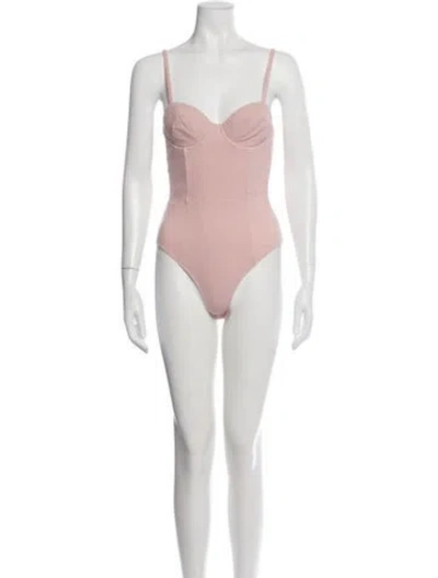 Pre-owned Fleur Du Mal Plunge Neckline Sleeveless Bodysuit In Pink