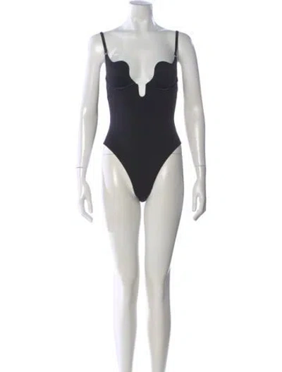 Pre-owned Fleur Du Mal Plunge Neckline Sleeveless Bodysuit W/ Tags In Black