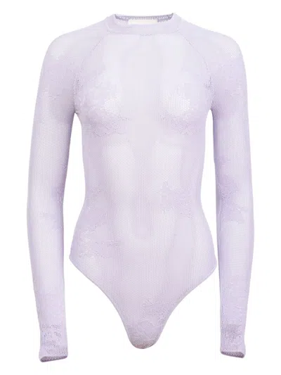 Fleur Du Mal Pointelle-knit Body In Purple