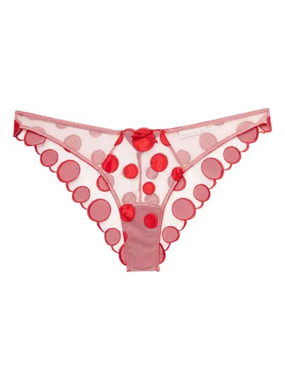 Fleur Du Mal Polka-dot Briefs In Red