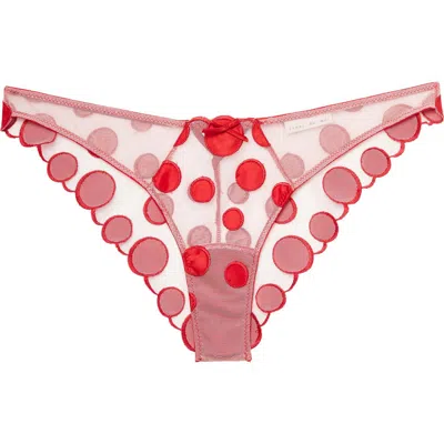 Fleur Du Mal Polka Dot Embroidered Briefs In Rouge