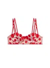 Fleur Du Mal Polka Dot Embroidery Balconette Bra In Rouge