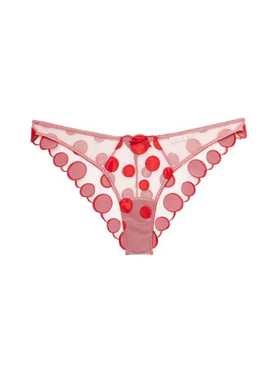 Fleur Du Mal Polka Dot Embroidery Cheeky In Rouge
