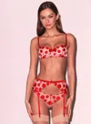 Fleur Du Mal Polka Dot Embroidered Garter Belt In Rouge