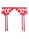 Fleur Du Mal Polka Dot Embroidered Garter Belt In Red