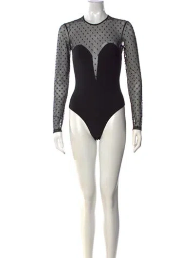Pre-owned Fleur Du Mal Polka Dot Print Crew Neck Bodysuit In Black