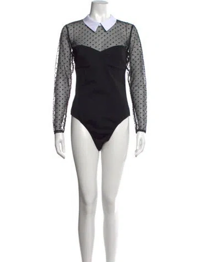 Pre-owned Fleur Du Mal Polka Dot Print Long Sleeve Bodysuit W/ Tags In Black