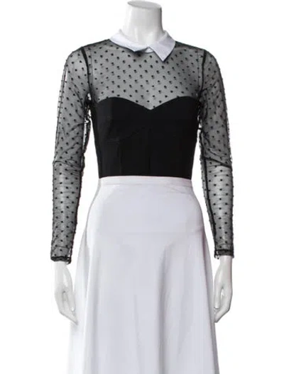 Pre-owned Fleur Du Mal Polka Dot Print Long Sleeve Top In Black