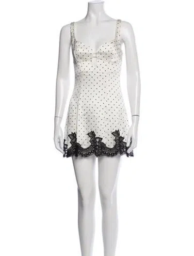 Pre-owned Fleur Du Mal Polka Dot Print Mini Dress In White