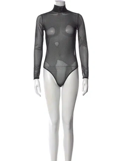 Pre-owned Fleur Du Mal Polka Dot Print Turtleneck Bodysuit In Black