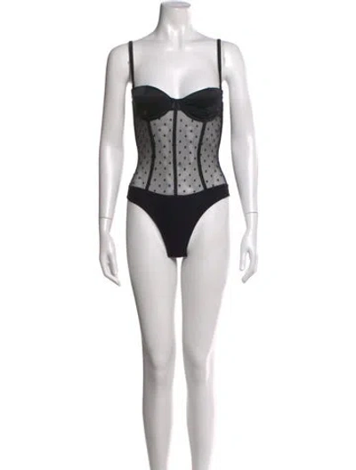 Pre-owned Fleur Du Mal Polka Dot Print V-neck Bodysuit In Blue