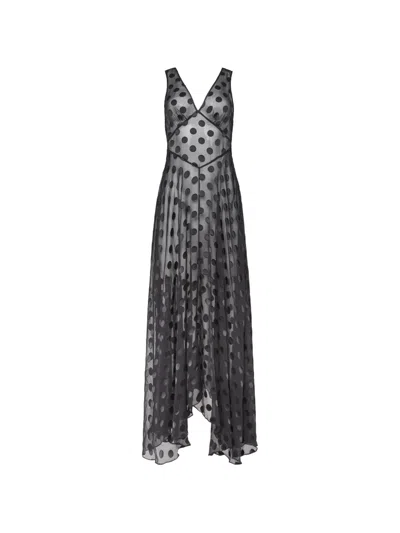 Fleur Du Mal Polka-dot Sheer Midi Dress In Black