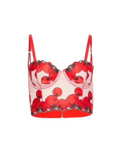 Fleur Du Mal Pomodoro Embroidery Bustier In Sauce