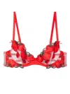 Fleur Du Mal Pomodoro Embroidery Demi Bra In Red