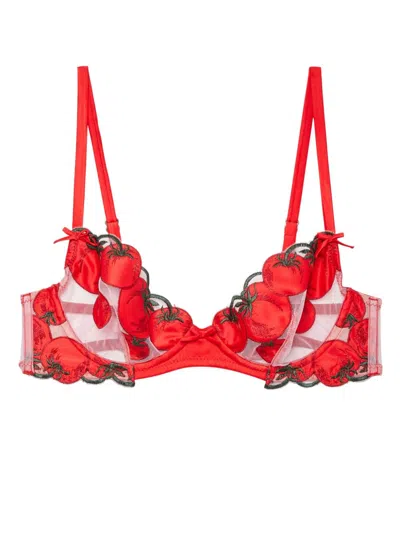 FLEUR DU MAL POMODORO EMBROIDERED DEMI BRA