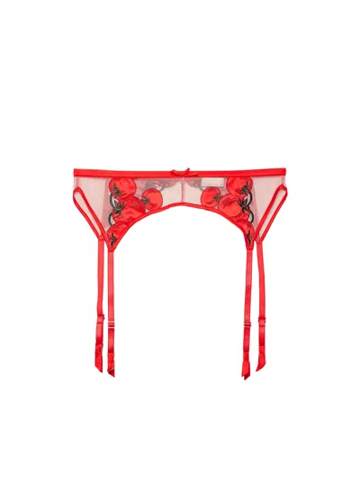 Fleur Du Mal Pomodoro Embroidery Garter In Sauce