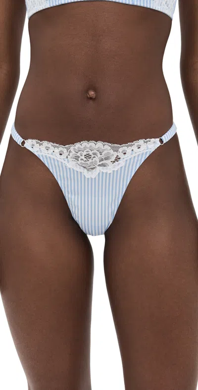 Fleur Du Mal Poplin And Lace Cheeky Panties Stripe Sky