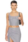 Fleur Du Mal Poplin Bustier Top In Gray