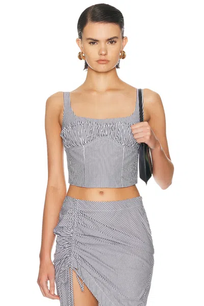 Fleur Du Mal Poplin Bustier Top In Gray