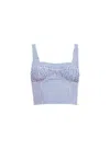 Fleur Du Mal Poplin Bustier Top In Midnight Stripe