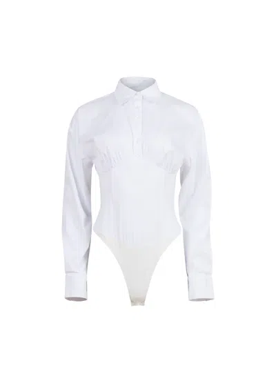 FLEUR DU MAL POPLIN BUTTON DOWN BODYSUIT