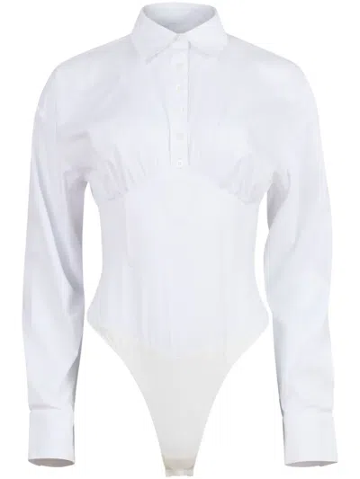 FLEUR DU MAL POPLIN BUTTON-DOWN BODYSUIT