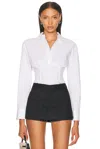 Fleur Du Mal Poplin Button Down Bodysuit In White