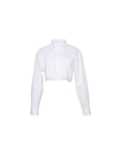 Fleur Du Mal Poplin Cropped Button Down In White