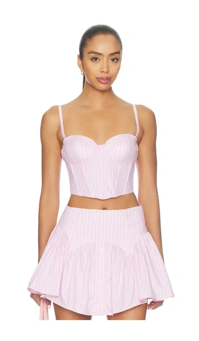 Fleur Du Mal Hampton Poplin Cropped Bustier In Pink