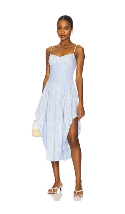 Fleur Du Mal Poplin Cupped Midi Dress In Blue