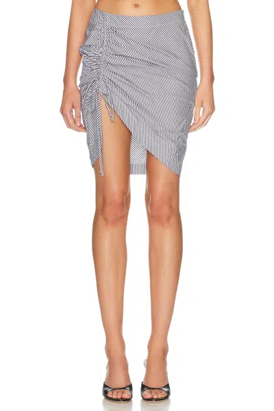 Fleur Du Mal Poplin Draped Ruched Skirt In Gray